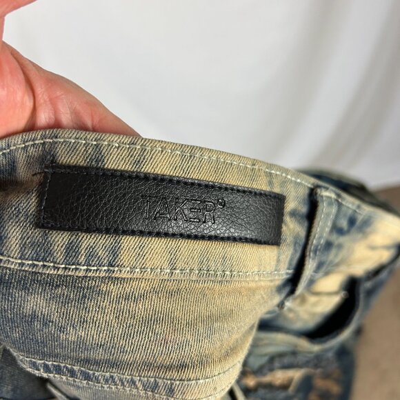 Taker Jeans Super Distressed Ripped Flare Black 30 44 (32") - Picture 5 of 6